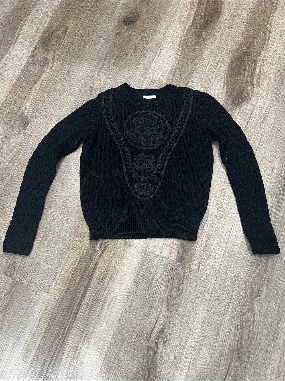 H&M Black Embroidered Crewneck Sweater